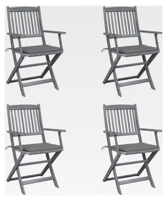 Produktbild von Klappbare Gartenstühle 4 Stück mit Sitzkissen aus Akazienholz