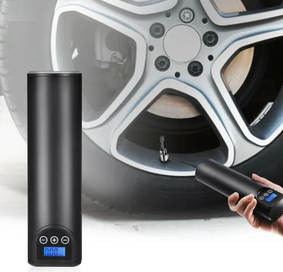Image de Pompe à air portable multifonctionnelle Compresseur Auto Lumières LED intégrées Mini Portable Sans Fil Rechargeable Pneus Gonflable Noir