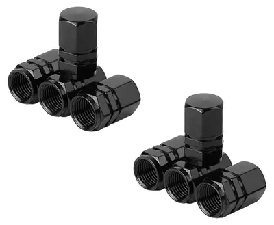 Produktbild von Ventilkappen 8er Set Schwarz Aluminium Universell für PKW SUV LKW Motorrad Fahrrad