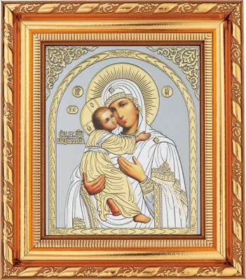 Produktbild von NKlaus Gottesmutter Von Wladimir Ikone im Rahmen Glas 14x16cm christlich orthodox 11342