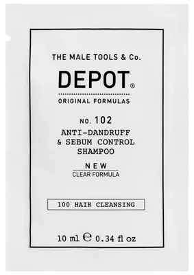 Image de Depot 100 Shampooing purifiant pour les cheveux, formule transparente, complexe botanique, anti-pelliculaire et contrôlant l'excès de sébum, 10 ml