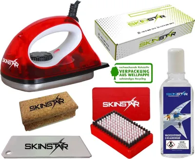 Produktbild von SKINSTAR Starter Ski Wachs Set Wachsbügeleisen Bürste Natural Wax Reiniger 6pcs Set