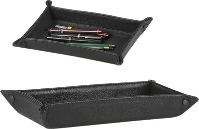 Produktbild von Sonnenleder Ablageschale Leder 27x16cm Taschenleerer Schale Lederschale Stiftschale schwarz Vide Poche Querformat