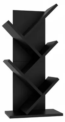 Bücherregal mit 4 Ebenen, vertikal, 18x30x60 cm, schwarz