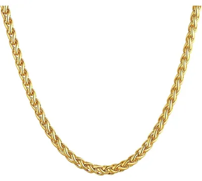 Image de Collier en acier inoxydable, plaqué or 18 carats, largeur 3 mm, longueur 51 cm, couleur or