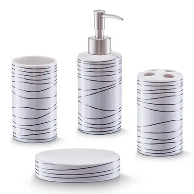 Produktbild von Zeller Bad-Accessoires-Set, 4-tlg., schwarz, Keramik