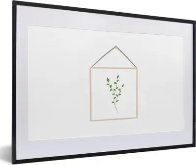 Produktbild von MuchoWow® MuchoWow® Gerahmtes Poster Blatt - Natürlich - Rahmen - Weiß 60x40 cm - Poster mit zchwarzem Bilderrahmen - Schlafzimmer - Plakat in Rahmen - Drucken