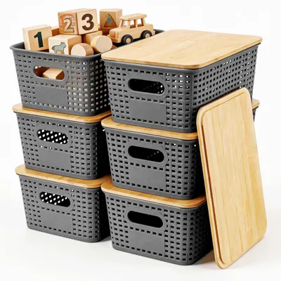 Produktbild von Aufbewahrungsboxen mit Bambusdeckel, 5L für vielseitige Verwendung