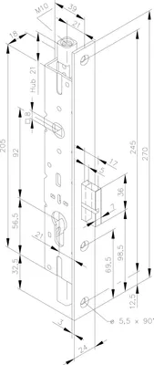 Produktbild von Einbauriegel sperrbar PZ mit Riegel, DM 21 , Stulp 270 x 24 x 3mm,Stahl verzinkt