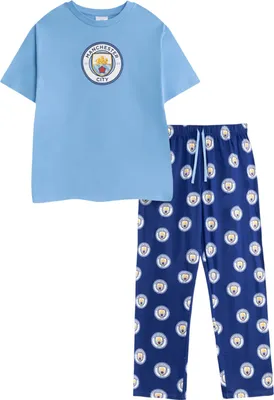 Image de Manchester City FC - Pyjama avec pantalon long pour homme, manches courtes NS9235 (L) (Bleu)