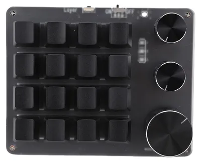 Obrázek produktu pro Klávesnice s 16 klávesami, 3 otočnými knoflíky, připojením Bluetooth 2,4 GHz, kabelovým připojením, 3 režimy, červenými spínači, přizpůsobitelná mechanická klávesnice, černá