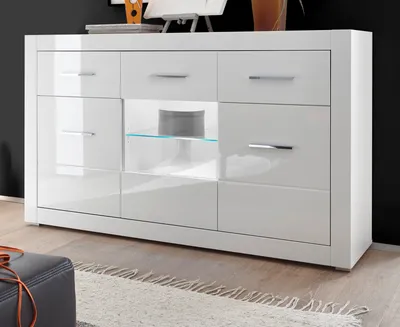 Produktbild von Sideboard "Carrara" weiß Hochglanz Wohn- und Esszimmer Kommode 164 x 97 cm