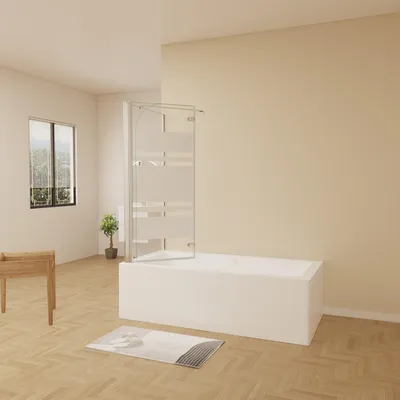 Produktbild von AICA 110cmx140cm Badewannenaufsatz Schwarz mit Blickdichten 6mm NANO ESG-glas mit 65cm Seitenwand 2-teilig Faltwand Badewannenfaltwand Badewanne Duschabtrennung Duschwand für Badewanne