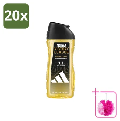 Obrázek produktu pro 20 kusů sprchového gelu Adidas 3-v-1 Victory League - 250 ml - výhodná balení