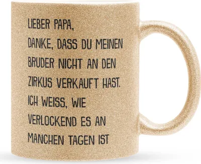 Produktbild von 22Feels Glitzertasse Gold Papa Geschenk Vatertag Vater Geburtstag Kaffeetasse Männer Weihnachten Haferl Geschenkidee Bürotasse