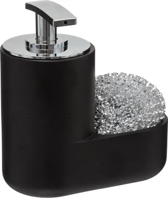 Image de Distributeur de liquide vaisselle noir avec éponge