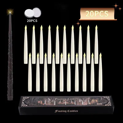 Produktbild von OKWISH LED-Kerzen, Fernbedienbare LED Schwebekerze, Elektronische Dekokerze, Schwebe-Licht für Zuhause, Party & Halloween, Batteriebetrieben, Stimmungslicht, Sicherheitskerze, 20