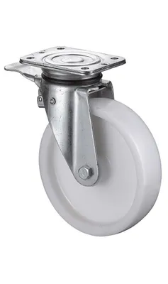 Produktbild von BS Rollen Schwerlast-Lenkrolle mit Feststeller Durchmesser 125mm Tragfähigkeit 300kg PA-Rad Platte 105x85mm - LB520.B10.126