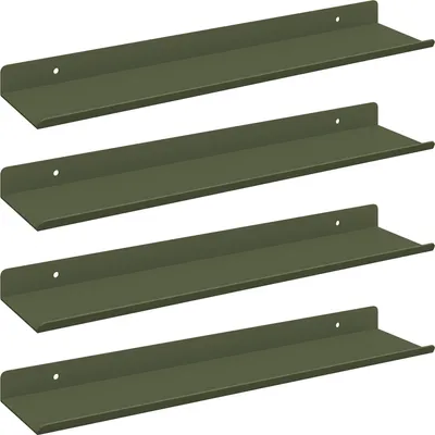 Zdjęcie produktu dla vidaXL Półka wisząca, 4 szt., oliwkowa zieleń, 40 x 8,5 x 2,5 cm, stal