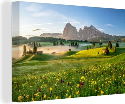 Produktbild von MuchoWow® - Leinwandbilder - Natur auf der Alm, Wandbild, Wanddeko Bilder Wohnzimmer, 120x80cm