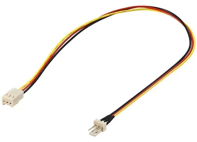 Productafbeelding van Goobay Interne PC-stroomkabel, 3-polige stekker naar 3-polige connector, zwart, geel/rood, 0,3 meter (losse verpakking)