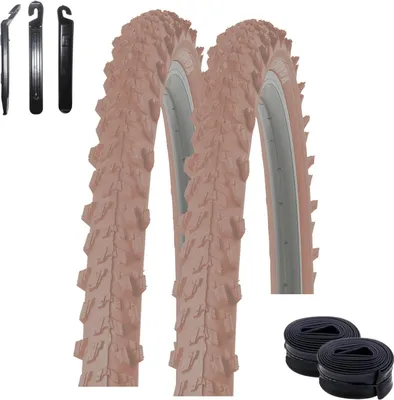 Produktbild von Angebot-Set / 2 x Kenda K-829 26" MTB Fahrradreifen Fahrradmantel in Braun 50-559 (26 x 1.95) + 2 passende Schläuche DV inkl. 3 Reifenheber