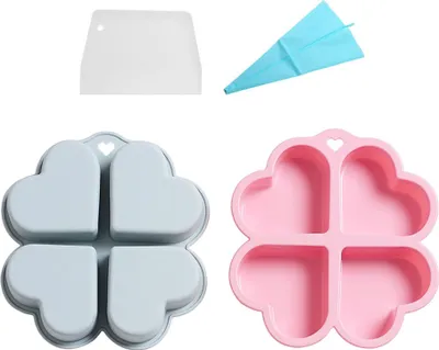 Obrázek produktu pro sada 2 kusů, forma na ledové kostky, silikonové 3D formy na dort se srdcem, 4 dutiny, velké silikonové formy na srdce Na cukroví, muffiny, gumové medvídky, čokoládu