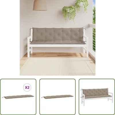 Immagine prodotto di The Living Store Cuscini per panca da giardino 2 pz. Taupe 180x50x7 cm Tessuto Oxford