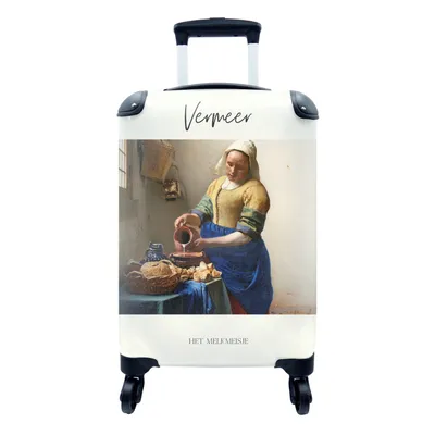 Produktbild von MuchoWow® Koffer Handgepäck Trolley Rollkoffer Kleine Reisekoffer mit 4 Rollen - Milchmädchen - Vermeer - Kunst - Cabin Size < 55x40x23 cm & 55x40x20 cm - Fotokoffer - Kabinenkoffer - Boardgepäck - Reise-Box - Reisekoffer - Reisegepäck - Koffer mit Bild - Trolley für Kinder