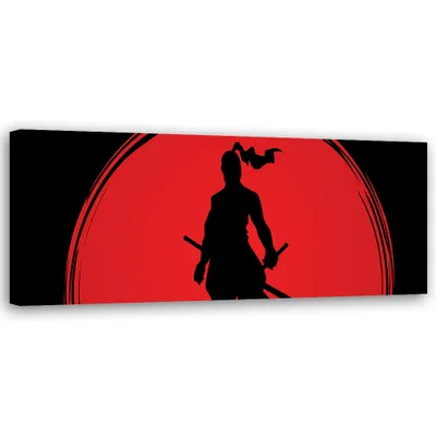 Produktbild von Leinwandbild Samurai Japan Sonne 150x50 Feeby Rot bild für die wand bereit zum aufhängen