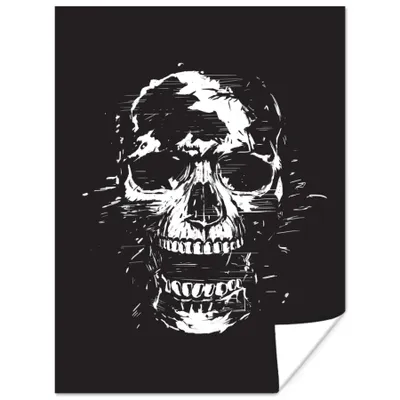 Produktbild von MuchoWow® Poster Totenkopf - Schwarz - Weiß - Abstrakt 120x160 cm - Wandbilder