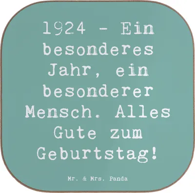 Produktbild von Mr. & Mrs. Panda Untersetzer für Gläser Spruch 1924 Geburtstag - Meeresbrise - Geschenk, Geburtstagsgeschenk, Tischschoner, Geburtstagsüberraschung, Alter, Jahrgang, Glas