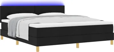 Produktbild von LED Boxspringbett mit Kopfteil Schwarz 180 x 200 cm Stoff