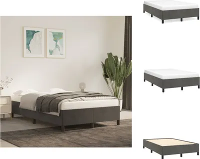 Image de vidaXL Cadre de lit gris foncé 120x200 cm velours - Lits et sommiers
