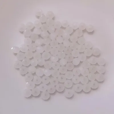 Zdjęcie produktu dla Koraliki szklane - Typ "Fasetowane" - 60 sztuk - 10 mm - Biały/przezroczysty matowy