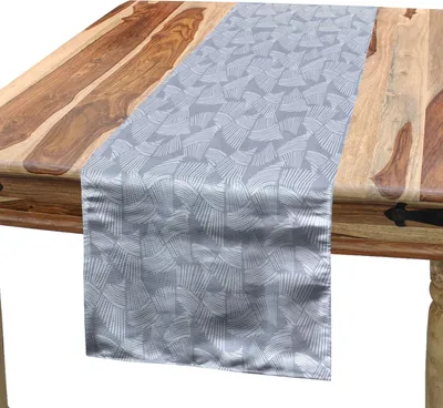 Produktbild von ABAKUHAUS Geometrisch Tischläufer, Welle gebildet Zierformen mit Streifen in mattiert Stil, 40 x 180 cm, Ceil Blau Purpleblue