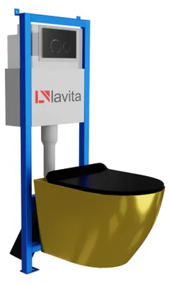 Produktbild von LAVITA WC-Set SOFI SLIM GOLD/BLACK LAV 101 LAV 200.4.4 spülrandlos Schwarz
