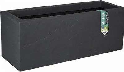Obrázek produktu pro Plastový zahradní květináč 80 cm – obdélníková váza na květiny 40 x 80 x 40 cm – vzhled betonu – antracitová barva – pro vnitřní i venkovní použití