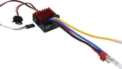 Zdjęcie produktu dla Elektroniczny regulator prędkości 60 A z szczotkami, wodoodporny ESC do modeli samochodów i łodzi, kompatybilny z silnikami 540, 550 i 750, wyjście BEC 6 V/3 A, wtyczka typu T