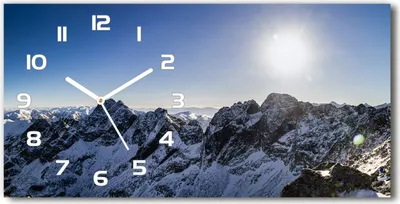 Produktbild von Wanduhr aus Glas – 60x30 cm - Glasbild - Glasuhr - Gehärtetes Glas - weisse-zeiger - Winter in der Tatra
