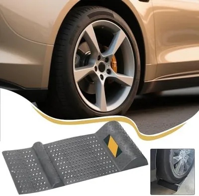 Produktbild von Rutschfeste Parkmatte für die Garage zur Reifenpositionierung bei Werkstatt, Lkw, Keller, Einfahrt, Golfwagen, Auto, Motorrad und Anhänger