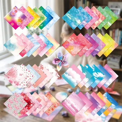 Image de Papier origami - 200 feuilles, recto-verso - pour travaux manuels et créations DIY - format 15x15 cm