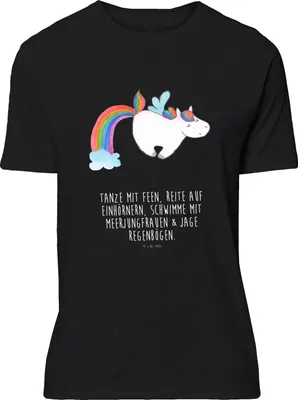 Produktbild von Mr. & Mrs. Panda S T-Shirt Einhorn Fliegendes Pferd - Schwarz - Geschenk, Shirt, Tshirt, oberteil, Unicorn, Realität, Regenbogen, Glitzer, Lustiges, Spielen