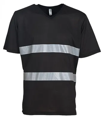 Produktbild von YOKO HVJ910 | Herren Hi Vis Top Cool Super Light V-Neck Arbeits T-Shirt - Farbe: Black - Größe: S