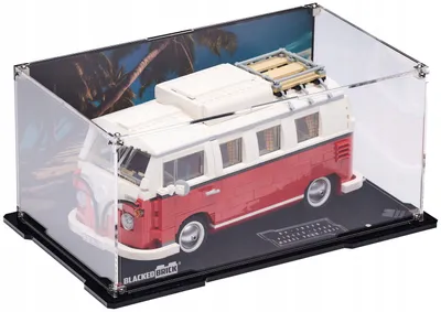 Produktbild von Blacked Brick Vitrine mit bedruckter Rückwand für LEGO® Creator Expert 10220 – Volkswagen T1
