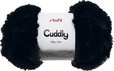 Produktbild von Cuddly Plüsch-Garn Schwarz 100 g, ca. 60 m Lauflänge, 100% Polyester, Nadelstärke 10-12