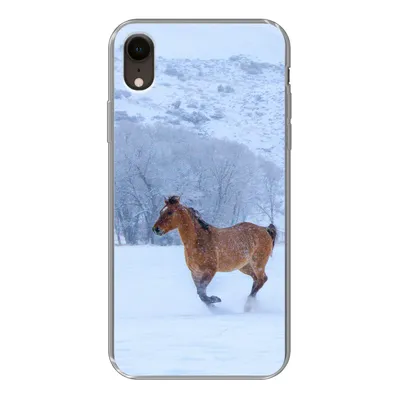 Produktbild von MuchoWow® Handyhülle Schutzhülle Hülle für iPhone XR Pferde - Schnee - Winter Silikon Softcase Handy Hülle - Schutzdeckel