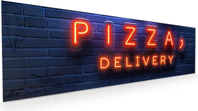 Produktbild von Glasbild 120x40cm in XXL für Wohnzimmer, Schlafzimmer Motiv Pizzalieferservice
