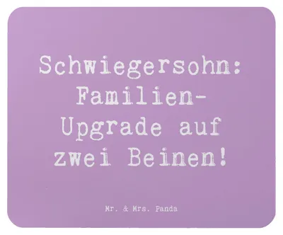 Produktbild von Mr. & Mrs. Panda Mousepad Spruch Schwiegersohn Upgrade - Lavendeltraum - Geschenk, Schwiegereltern, Familie, Mauspad, computer, Mouse Pad, Weihnachten, Humor, mousematte