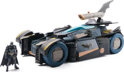 Produktbild von DC Comics Transforming Batmobile + Figur 10 cm 1 Pfeil-Katapult + Effekte 4+